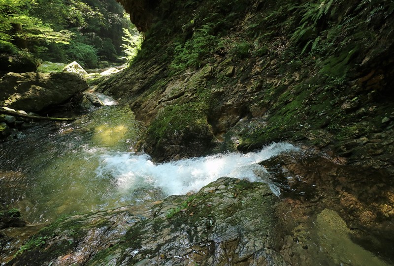 岩井谷の大龍頭、最後の難関の小滝を超えて