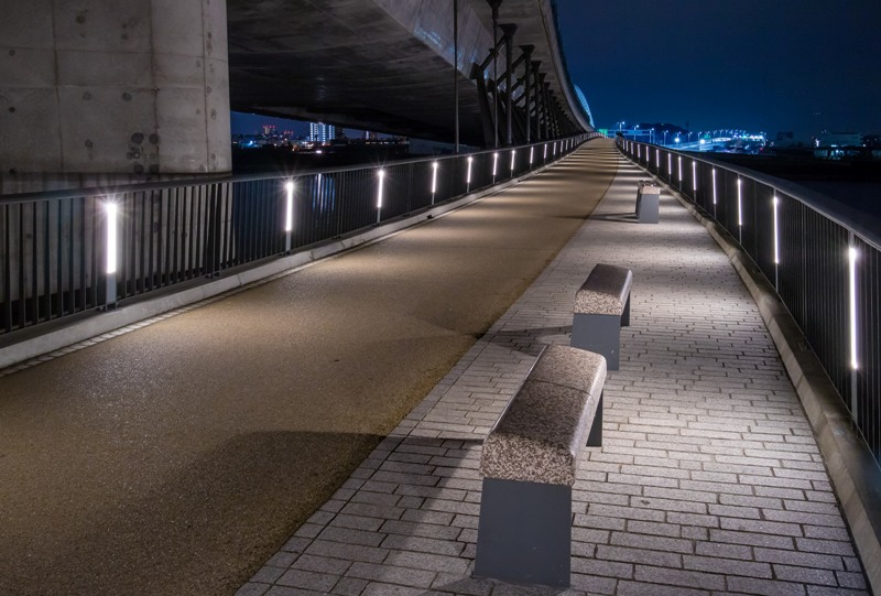 太田川大橋、遊歩道から見た夜景