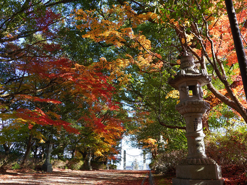 速谷神社の紅葉と灯篭